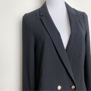 Topshop black double button oversized slit sleeve blazer 4